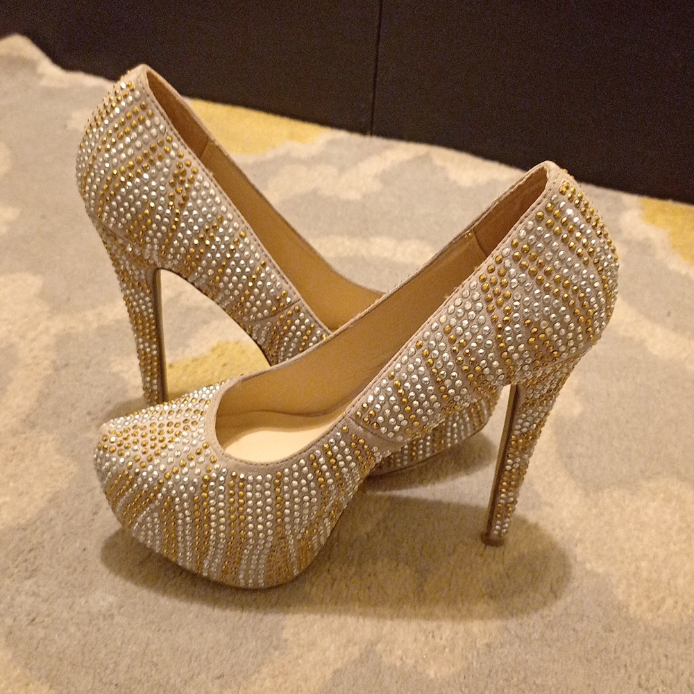 Silver and gold heels
